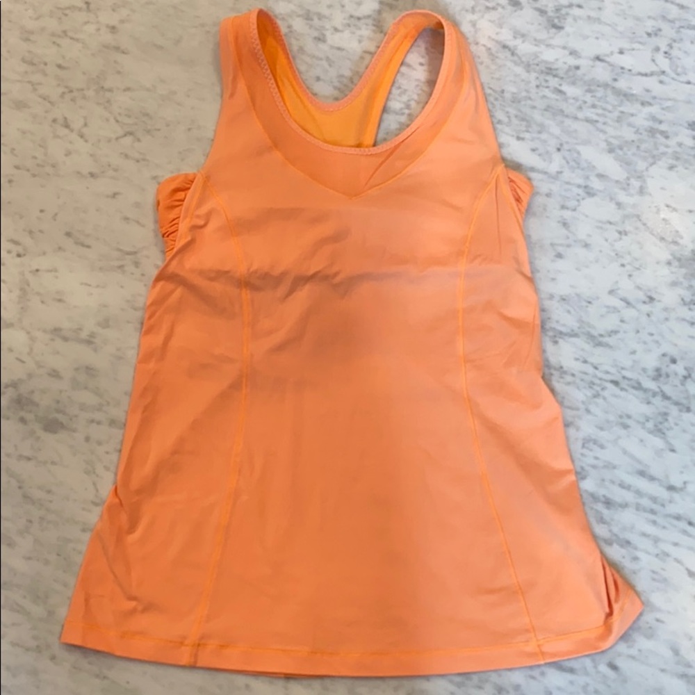 Orange Lululemon Tank with shelf-bra
